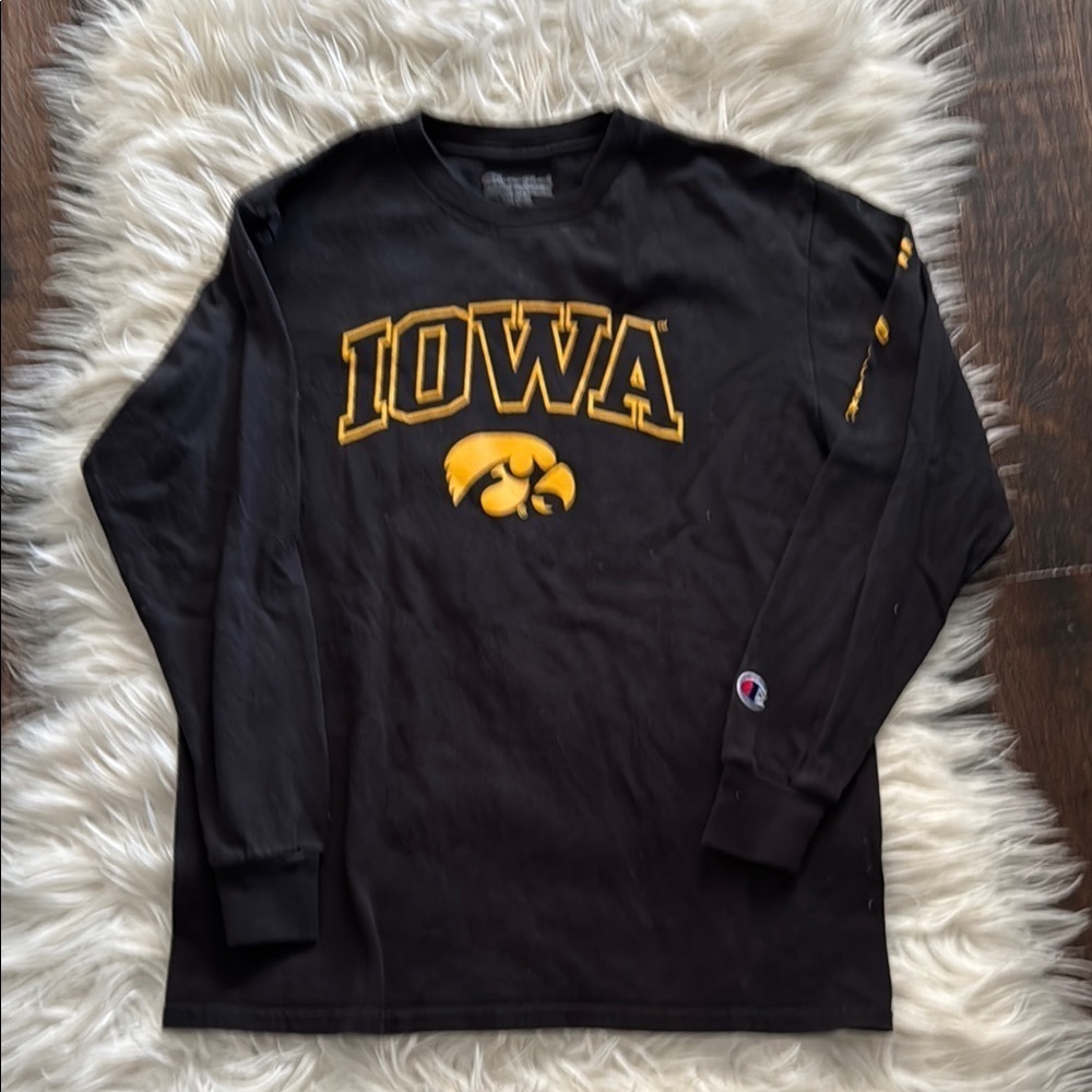 Champion Black and Gold Iowa Long Sleeve Shirt